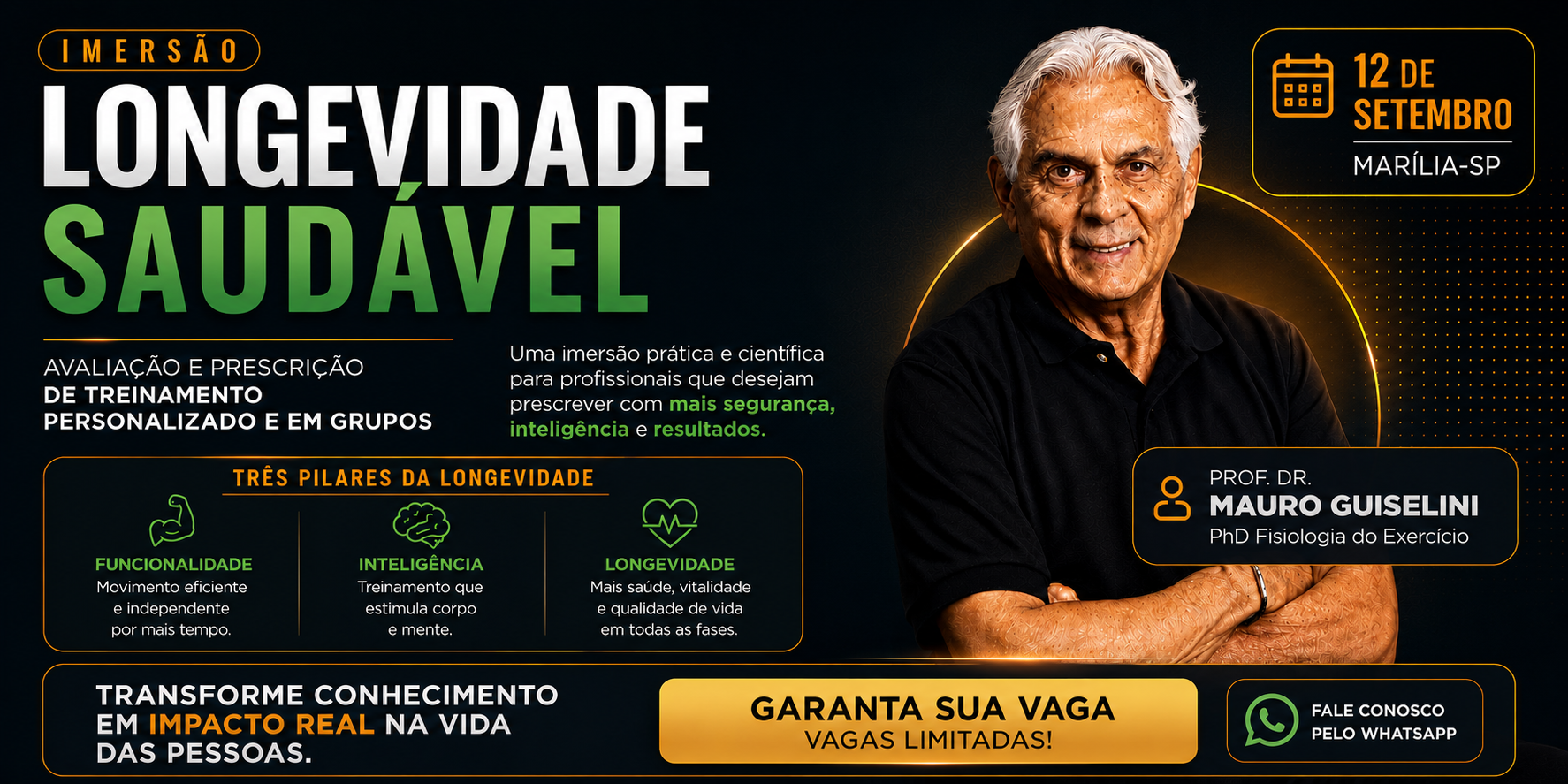 Imersão Longevidade Saudável com Prof. Dr. Mauro Guiselini — 12 de setembro em Marília