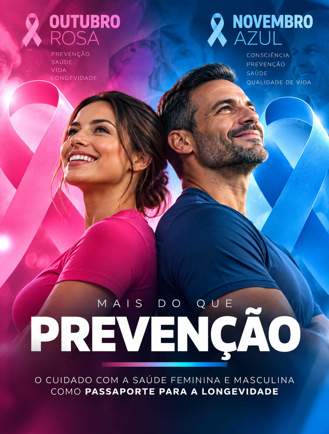 Outubro Rosa e Novembro Azul — prevenção, saúde e longevidade